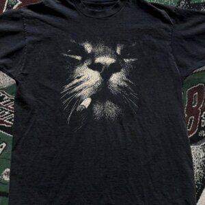 Smoking Cat Graphic Tee Funny Cat Black T-Shirt